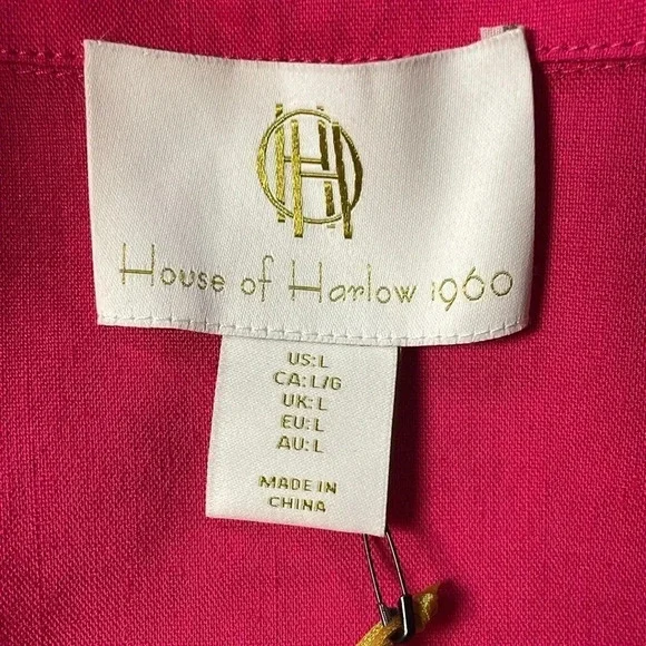 NWT House of Harlow 1960 barbie pink linen skirt suit set size LARGE - Picture 9 of 13